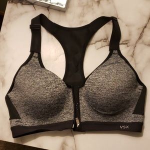 34B VSX Sport Bra With Front Zip Grey & Black